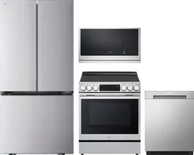 4 Piece Package Includes Refrigerator, Range, Microwave And Dishwasher