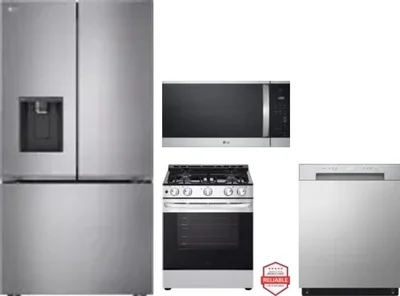 4 Piece Package Includes Refrigerator, Range, Microwave And Dishwasher