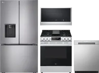 4 Piece Package Includes Refrigerator, Range, Microwave And Dishwasher