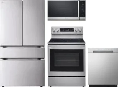 4 Piece Package Includes Refrigerator, Range, Microwave And Dishwasher