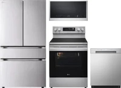 4 Piece Package Includes Refrigerator, Range, Microwave And Dishwasher