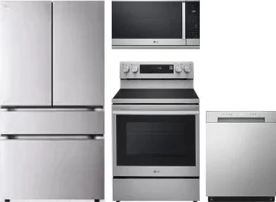4 Piece Package Includes Refrigerator, Range, Microwave And Dishwasher