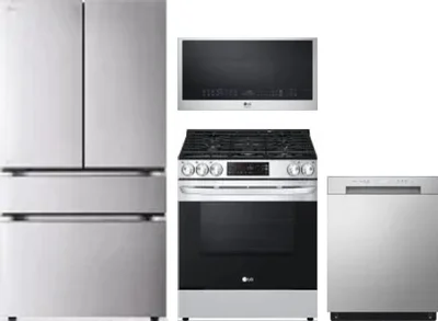 4 Piece Package Includes Refrigerator, Range, Microwave And Dishwasher