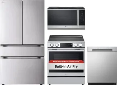 4 Piece Package Includes Refrigerator, Range, Microwave And Dishwasher