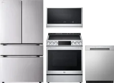4 Piece Package Includes Refrigerator, Range, Microwave And Dishwasher