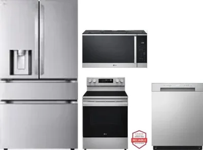 4 Piece Package Includes Refrigerator, Range, Microwave And Dishwasher