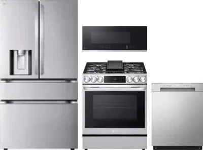4 Piece Package Includes Refrigerator, Range, Microwave And Dishwasher