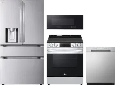 4 Piece Package Includes Refrigerator, Range, Microwave And Dishwasher