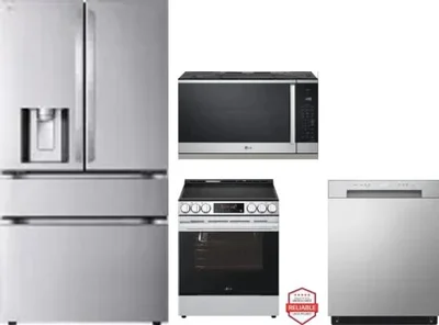 4 Piece Package Includes Refrigerator, Range, Microwave And Dishwasher