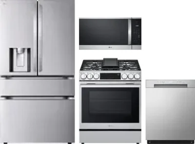4 Piece Package Includes Refrigerator, Range, Microwave And Dishwasher