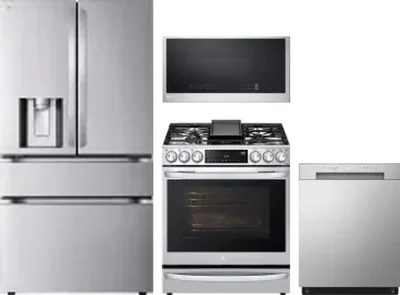 4 Piece Package Includes Refrigerator, Range, Microwave And Dishwasher