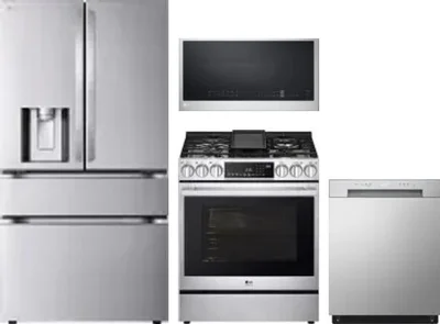 4 Piece Package Includes Refrigerator, Range, Microwave And Dishwasher
