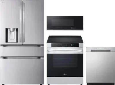4 Piece Package Includes Refrigerator, Range, Microwave And Dishwasher