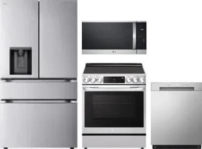 4 Piece Package Includes Refrigerator, Range, Microwave And Dishwasher