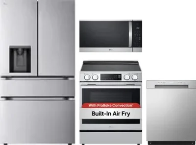 4 Piece Package Includes Refrigerator, Range, Microwave And Dishwasher