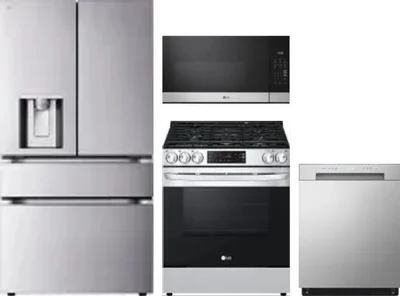 4 Piece Package Includes Refrigerator, Range, Microwave And Dishwasher
