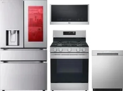 4 Piece Package Includes Refrigerator, Range, Microwave And Dishwasher