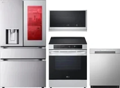 4 Piece Package Includes Refrigerator, Range, Microwave And Dishwasher