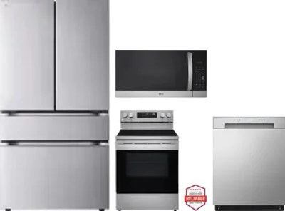 4 Piece Package Includes Refrigerator, Range, Microwave And Dishwasher