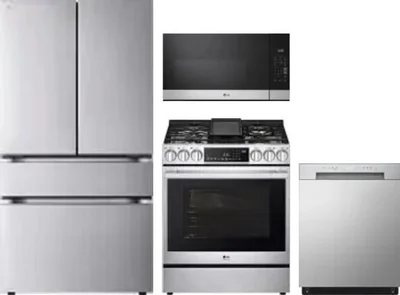 4 Piece Package Includes Refrigerator, Range, Microwave And Dishwasher