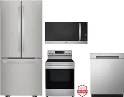 4 Piece Package Includes Refrigerator, Range, Microwave And Dishwasher