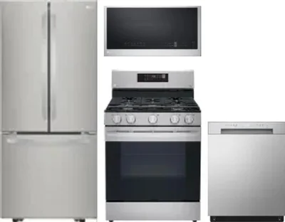 4 Piece Package Includes Refrigerator, Range, Microwave And Dishwasher