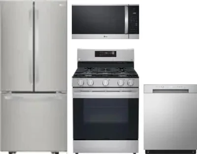 4 Piece Package Includes Refrigerator, Range, Microwave And Dishwasher