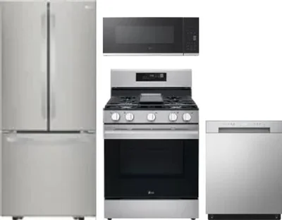 4 Piece Package Includes Refrigerator, Range, Microwave And Dishwasher