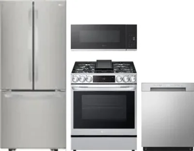 4 Piece Package Includes Refrigerator, Range, Microwave And Dishwasher