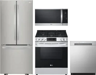 4 Piece Package Includes Refrigerator, Range, Microwave And Dishwasher