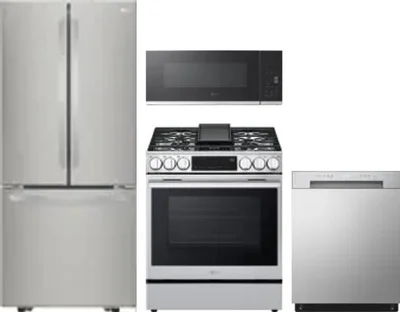 4 Piece Package Includes Refrigerator, Range, Microwave And Dishwasher