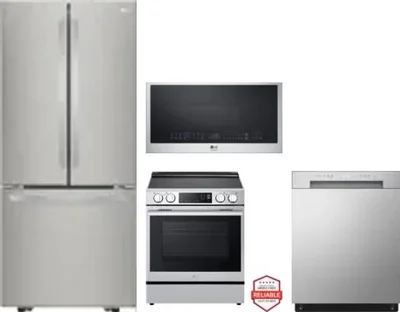 4 Piece Package Includes Refrigerator, Range, Microwave And Dishwasher