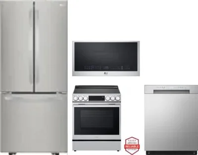 4 Piece Package Includes Refrigerator, Range, Microwave And Dishwasher