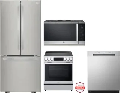 4 Piece Package Includes Refrigerator, Range, Microwave And Dishwasher