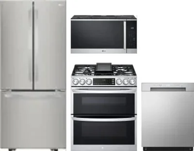 4 Piece Package Includes Refrigerator, Range, Microwave And Dishwasher