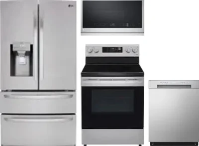 4 Piece Package Includes Refrigerator, Range, Microwave And Dishwasher