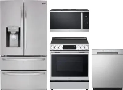 4 Piece Package Includes Refrigerator, Range, Microwave And Dishwasher