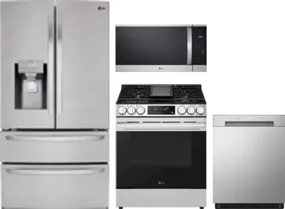 4 Piece Package Includes Refrigerator, Range, Microwave And Dishwasher