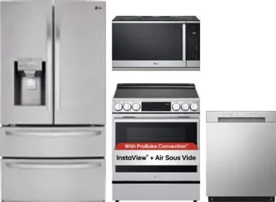 4 Piece Package Includes Refrigerator, Range, Microwave And Dishwasher