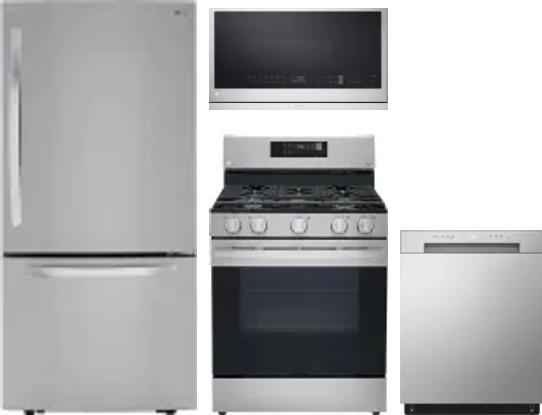 4 Piece Package Includes Refrigerator, Range, Microwave And Dishwasher