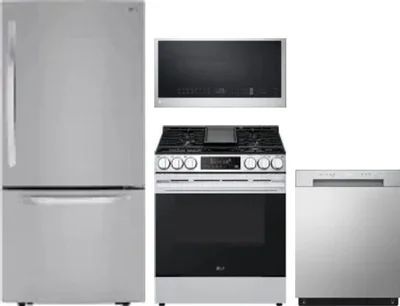 4 Piece Package Includes Refrigerator, Range, Microwave And Dishwasher