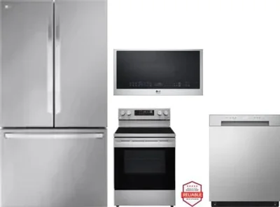 4 Piece Package Includes Refrigerator, Range, Microwave And Dishwasher