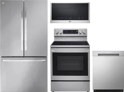 4 Piece Package Includes Refrigerator, Range, Microwave And Dishwasher