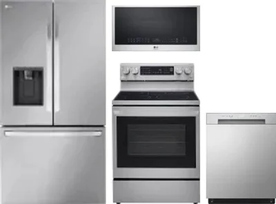 4 Piece Package Includes Refrigerator, Range, Microwave And Dishwasher