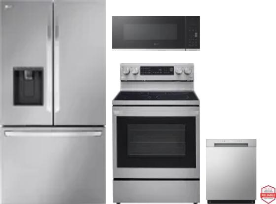 4 Piece Package Includes Refrigerator, Range, Microwave And Dishwasher