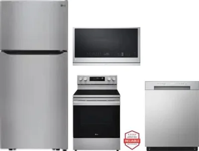 4 Piece Package Includes Refrigerator, Range, Microwave And Dishwasher