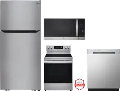 4 Piece Package Includes Refrigerator, Range, Microwave And Dishwasher