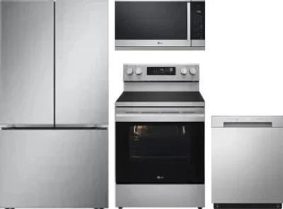 4 Piece Package Includes Refrigerator, Range, Microwave And Dishwasher