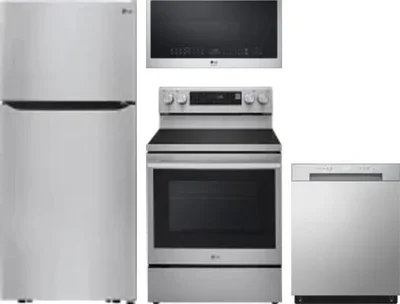 4 Piece Package Includes Refrigerator, Range, Microwave And Dishwasher