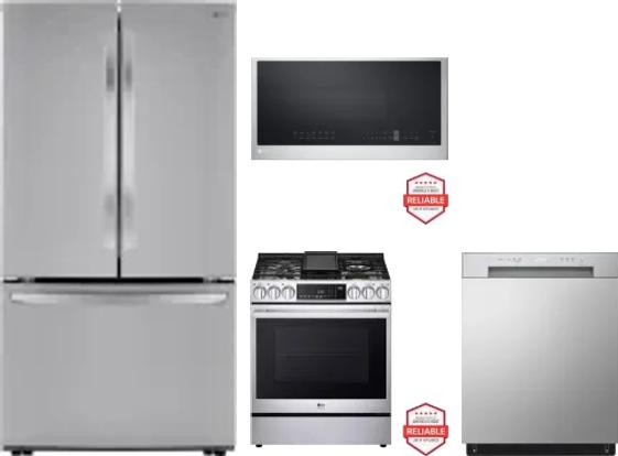 4 Piece Package Includes Refrigerator, Range, Microwave And Dishwasher